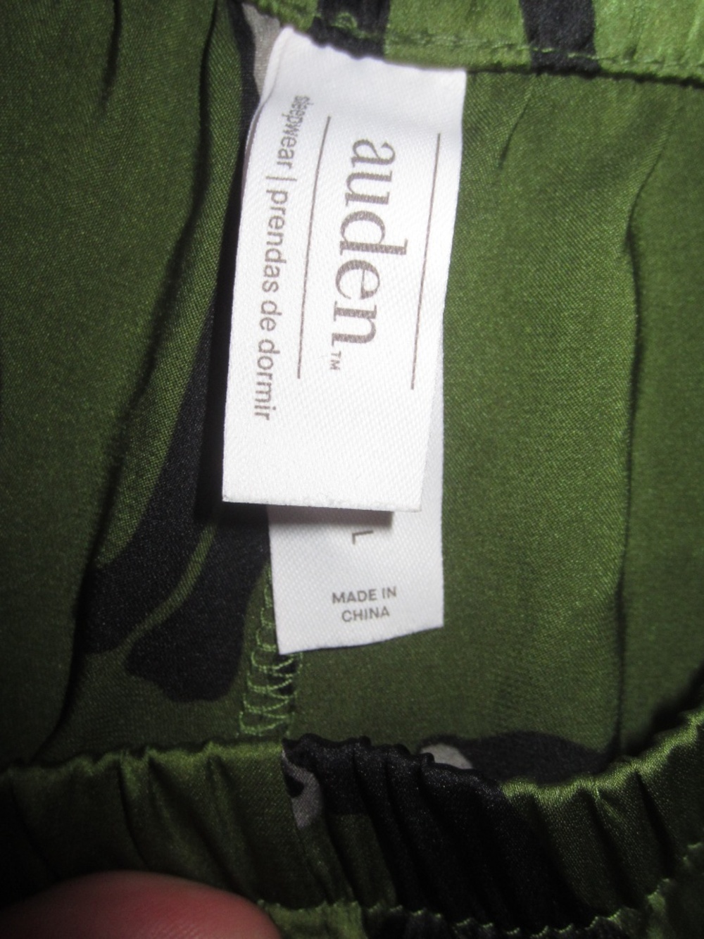 Auden Women's Panther Green Satin Pajama Pants - Size large - Picture 5 of 5
